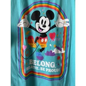 Disney Mickey Mouse Pride Sleeveless Graphic Tee Rainbow Believe Be Proud Size M